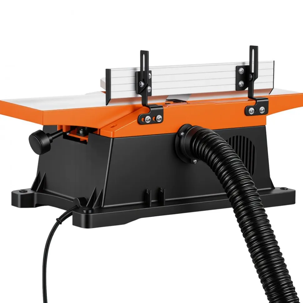 VEVOR Spiral Benchtop Jointer, 6 in, 2 HP 12000 RPM Bench Top Wood Jointer, with 12-Blade Spiral Cutterhead, Up to 1/8 in Depth, Adjustable Fence, 6 x 23 in Cast Aluminum Table, for Woodworking DIY