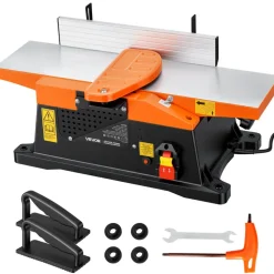 VEVOR Spiral Benchtop Jointer, 6 in, 2 HP 12000 RPM Bench Top Wood Jointer, with 12-Blade Spiral Cutterhead, Up to 1/8 in Depth, Adjustable Fence, 6 x 23 in Cast Aluminum Table, for Woodworking DIY