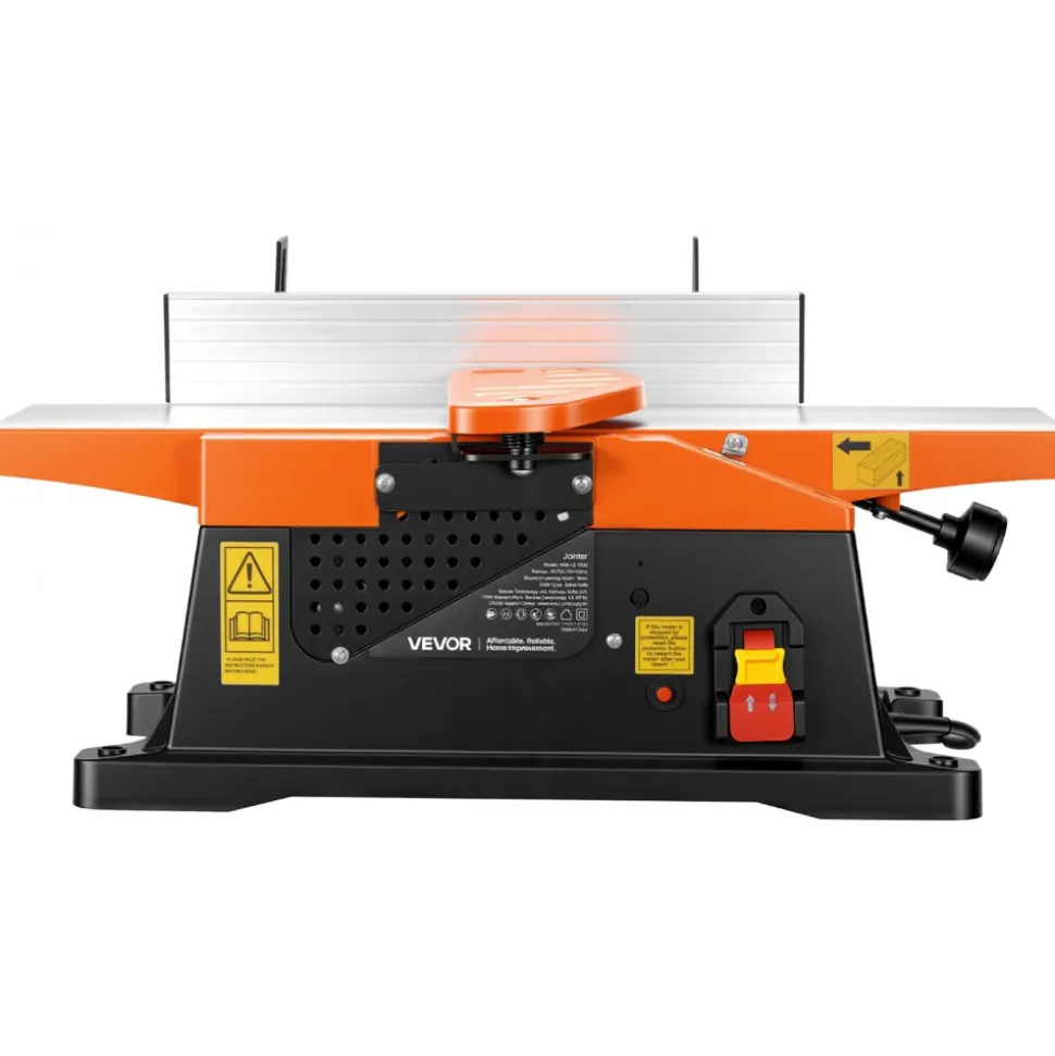 VEVOR Spiral Benchtop Jointer, 6 in, 2 HP 12000 RPM Bench Top Wood Jointer, with 12-Blade Spiral Cutterhead, Up to 1/8 in Depth, Adjustable Fence, 6 x 23 in Cast Aluminum Table, for Woodworking DIY