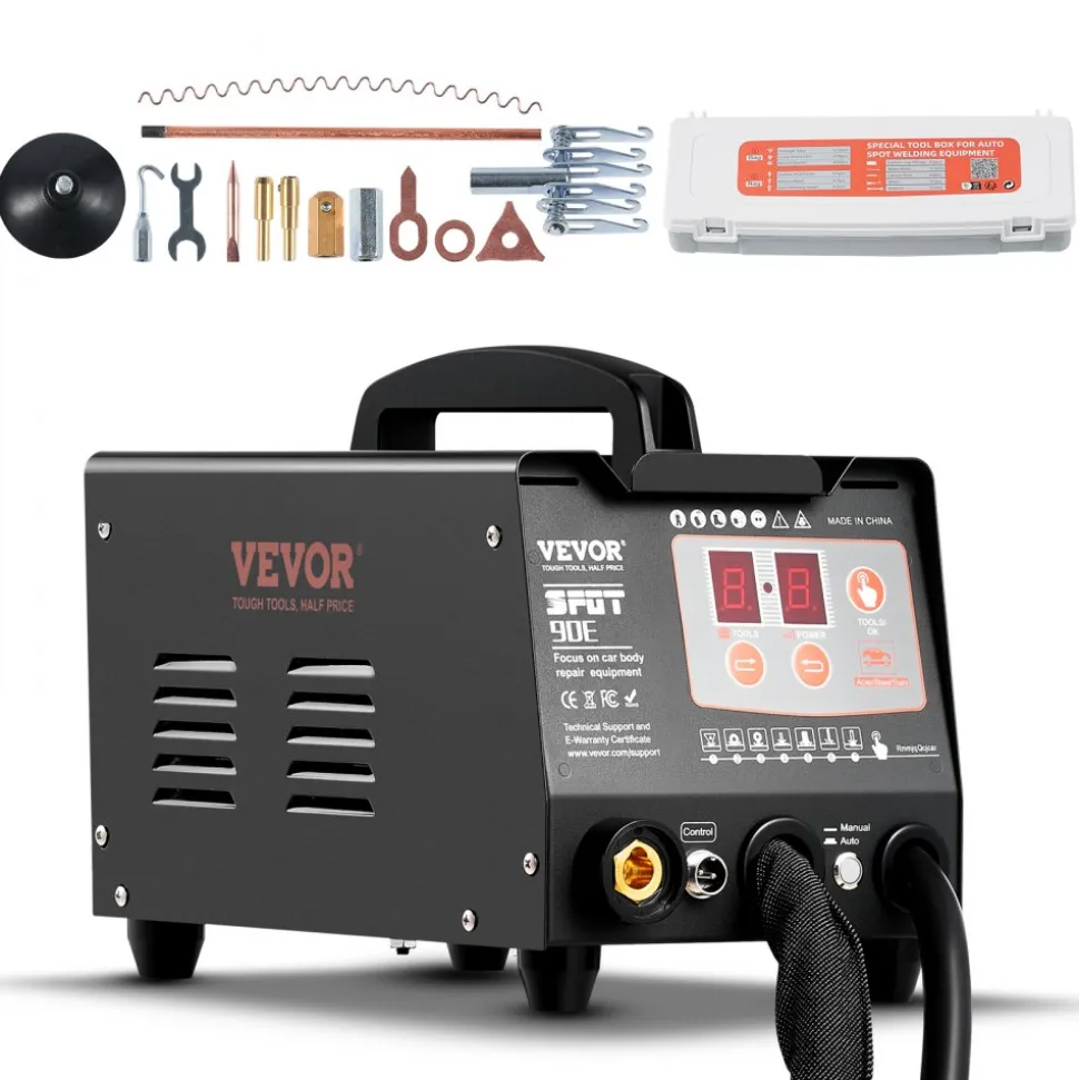VEVOR Spot Welder Dent Puller, 3KW Stud Welder Dent Repair Kit with 2 Welding Guns, Auto/Manual Welding & 7 Modes, 110V Auto Body Spot Welding Dent Repair Machine for Car, Truck Dent Repair
