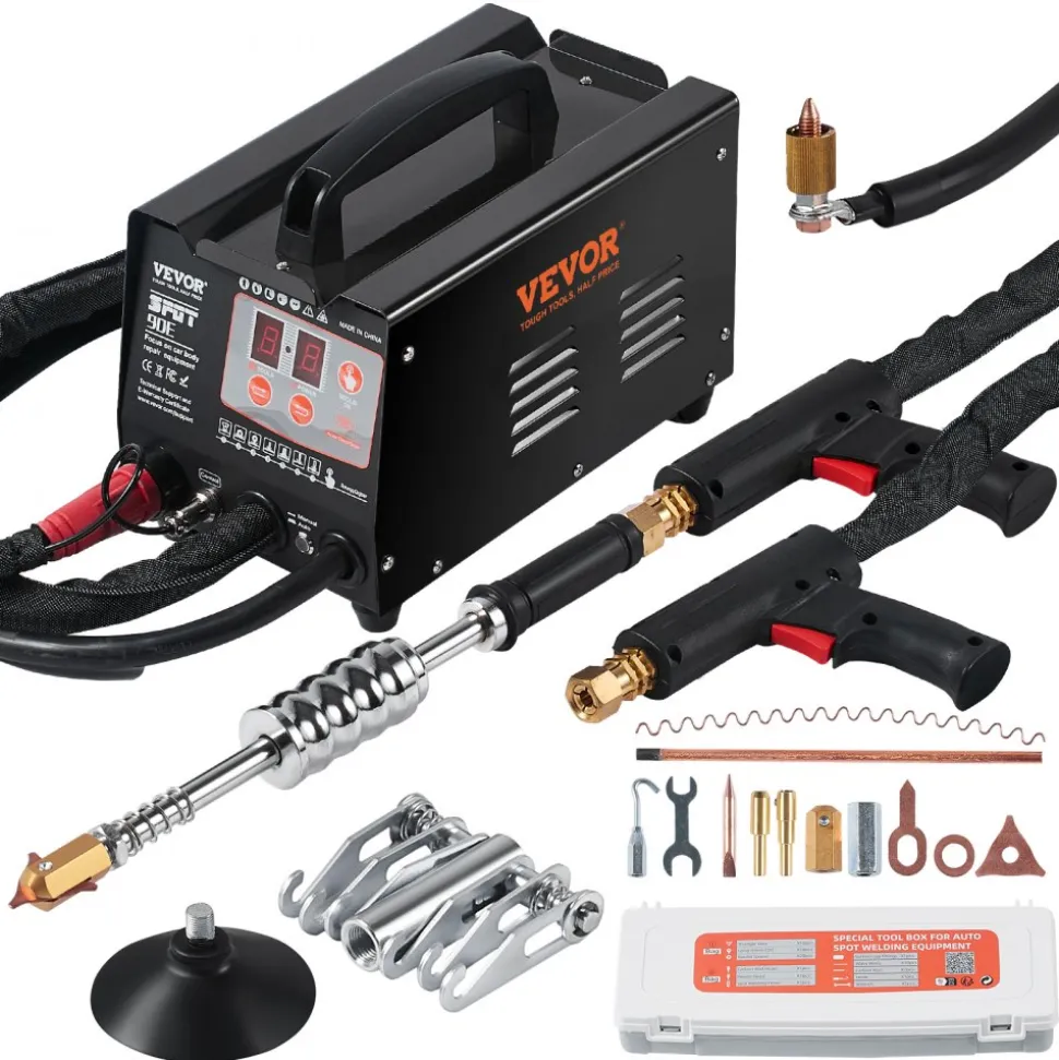 VEVOR Spot Welder Dent Puller, 3KW Stud Welder Dent Repair Kit with 2 Welding Guns, Auto/Manual Welding & 7 Modes, 110V Auto Body Spot Welding Dent Repair Machine for Car, Truck Dent Repair
