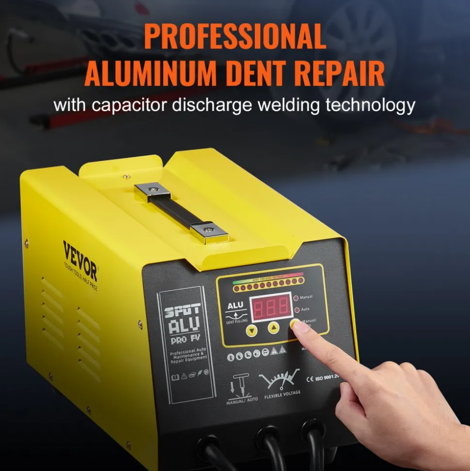 VEVOR Spot Welder Dent Puller, 300W Stud Welder Dent Repair Kit with Heat Gun, Auto/Manual Welding Mode, 110V Auto Body Spot Welding Dent Repair Machine for Aluminum Car Body Panels Repair