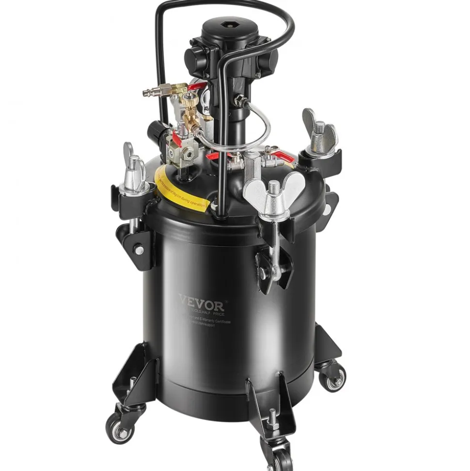 VEVOR Spray Paint Pressure Pot, 10 L/2.5 gal Fully Automatic Stirring Pressure Pot Tank, 70 psi Adjustale Pressure, Pressure Pot Paint Tank with Spray Gun and Hoses, for Home Decor Industry Painting