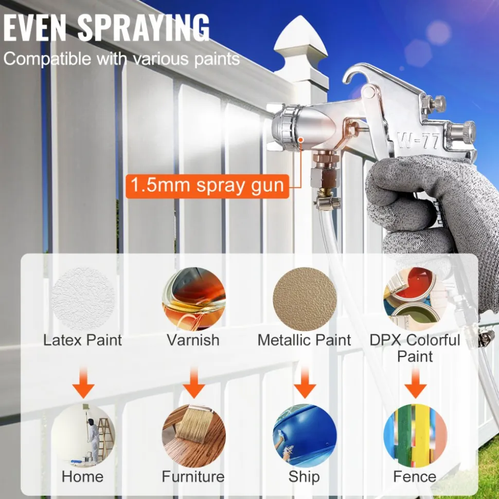 VEVOR Spray Paint Pressure Pot, 10 L/2.5 gal Fully Automatic Stirring Pressure Pot Tank, 70 psi Adjustale Pressure, Pressure Pot Paint Tank with Spray Gun and Hoses, for Home Decor Industry Painting