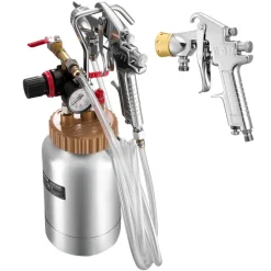 VEVOR Spray Paint Pressure Pot, 0.5 Gal/2 L Pressure Pot Paint Sprayer, φ1.8mm + φ3mm Two Spray Guns Central Pneumatic Sprays Gun with Two 9.8 FT/3 m Hoses for Furniture, Car, Fence, Max 45 Psi