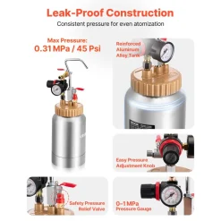 VEVOR Spray Paint Pressure Pot, 0.5 Gal/2 L Pressure Pot Paint Sprayer, φ1.8mm + φ3mm Two Spray Guns Central Pneumatic Sprays Gun with Two 9.8 FT/3 m Hoses for Furniture, Car, Fence, Max 45 Psi