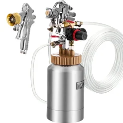 VEVOR Spray Paint Pressure Pot, 0.5 Gal/2 L Pressure Pot Paint Sprayer, φ1.8mm + φ3mm Two Spray Guns Central Pneumatic Sprays Gun with Two 9.8 FT/3 m Hoses for Furniture, Car, Fence, Max 45 Psi
