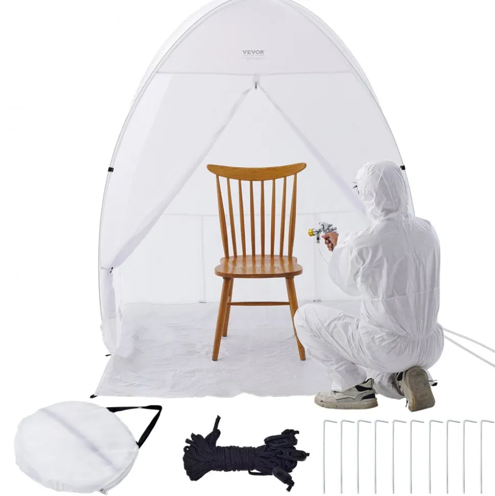 VEVOR Spray Paint Shelter, 60 x 60 x 70 in Pop-Up Portable Spray Paint Tent with Built-In Floor, Exhaust Window and Storage Bag, Foldable Paint Booth for Furniture, DIY Hobby Tool Painting Station