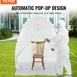 VEVOR Spray Paint Shelter, 60 x 60 x 70 in Pop-Up Portable Spray Paint Tent with Built-In Floor, Exhaust Window and Storage Bag, Foldable Paint Booth for Furniture, DIY Hobby Tool Painting Station