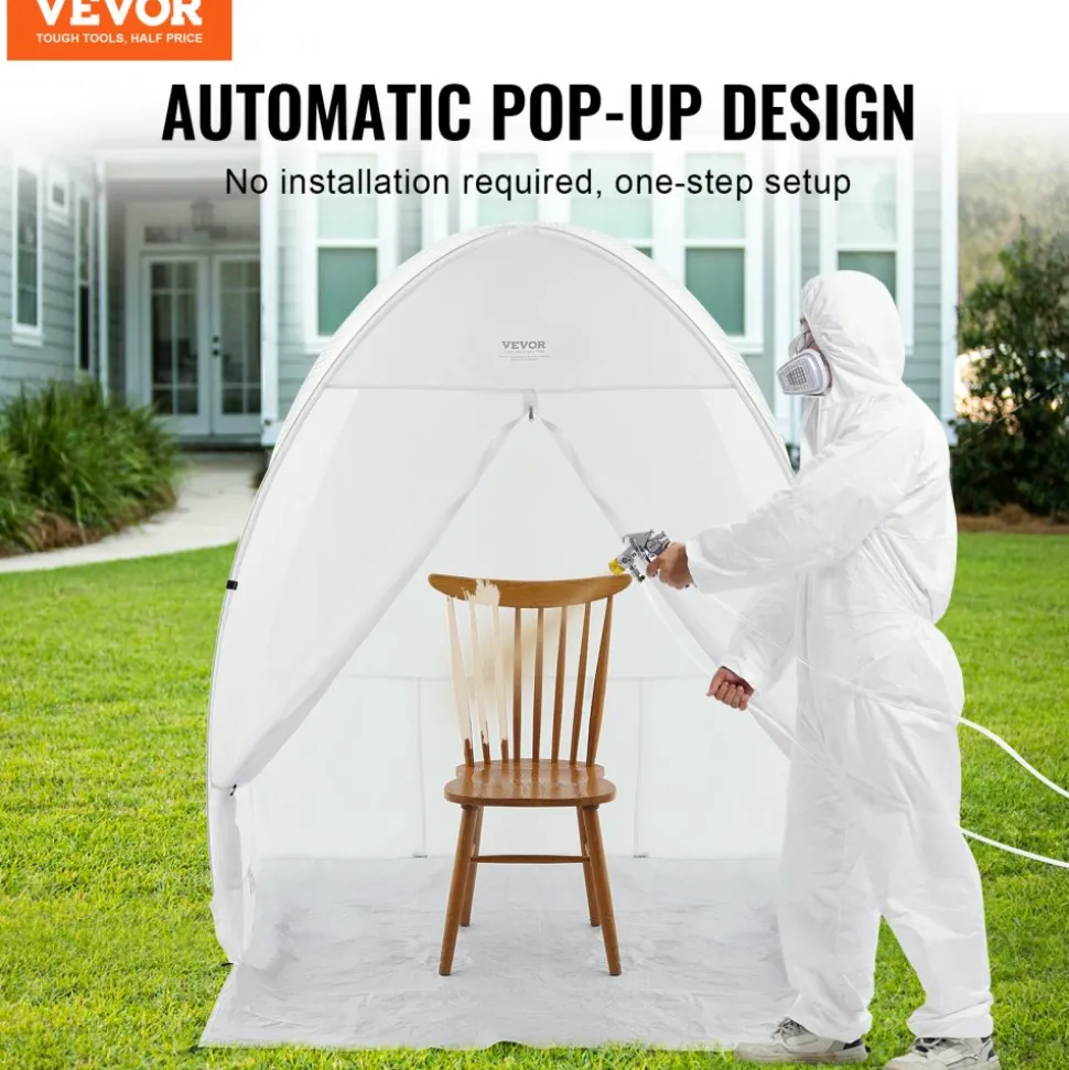 VEVOR Spray Paint Shelter, 60 x 60 x 70 in Pop-Up Portable Spray Paint Tent with Built-In Floor, Exhaust Window and Storage Bag, Foldable Paint Booth for Furniture, DIY Hobby Tool Painting Station