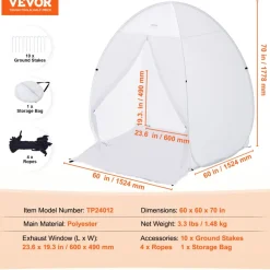 VEVOR Spray Paint Shelter, 60 x 60 x 70 in Pop-Up Portable Spray Paint Tent with Built-In Floor, Exhaust Window and Storage Bag, Foldable Paint Booth for Furniture, DIY Hobby Tool Painting Station