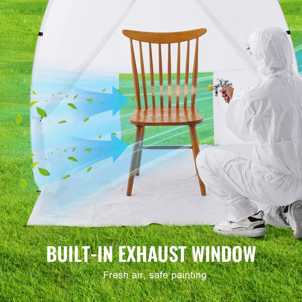 VEVOR Spray Paint Shelter, 60 x 60 x 70 in Pop-Up Portable Spray Paint Tent with Built-In Floor, Exhaust Window and Storage Bag, Foldable Paint Booth for Furniture, DIY Hobby Tool Painting Station