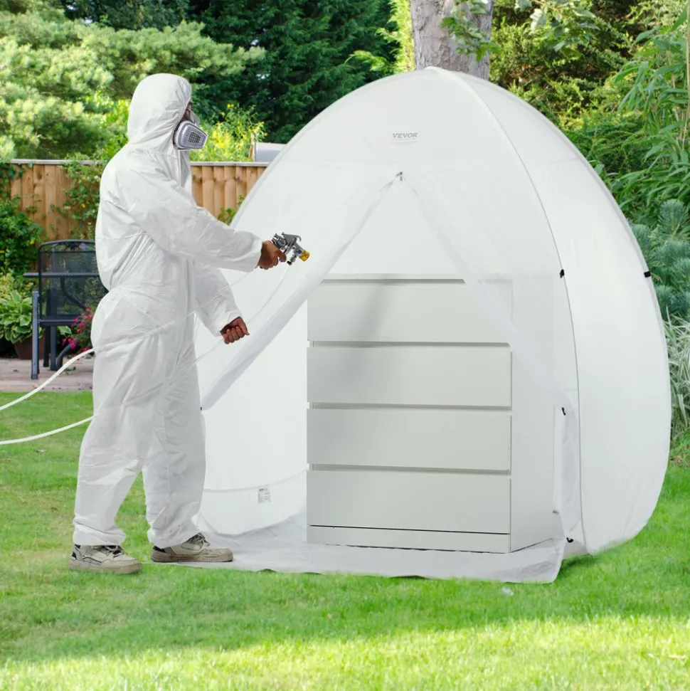 VEVOR Spray Paint Shelter, 60 x 60 x 70 in Pop-Up Portable Spray Paint Tent with Built-In Floor, Exhaust Window and Storage Bag, Foldable Paint Booth for Furniture, DIY Hobby Tool Painting Station