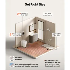 VEVOR 50 sqft Floor Heating Mat System, 120V Electric Radiant Heated Floor System, with Decoupling Membrane & Smart Control Thermostat & Alarm, Easy Installation for Tile, Stone, Vinyl