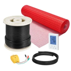 VEVOR 50 sqft Floor Heating Mat System, 120V Electric Radiant Heated Floor System, with Decoupling Membrane & Smart Control Thermostat & Alarm, Easy Installation for Tile, Stone, Vinyl