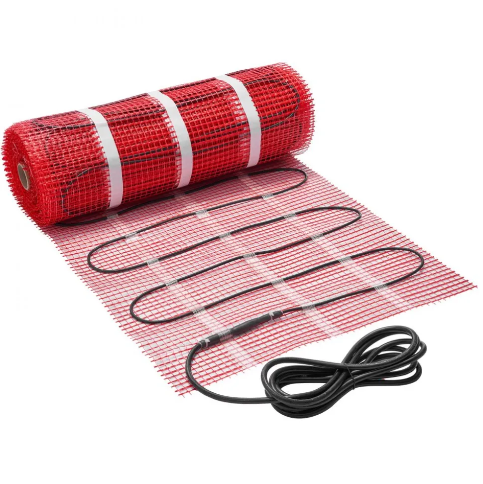 VEVOR 90 sqft Self-Adhesive Mesh Floor Heating Mat System, 120V Electric Radiant Heated Floor System, with Smart Control Thermostat & Alarm, Easy Installation for Tile, Stone, Vinyl