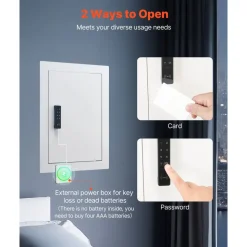 VEVOR 0.83 sq.ft Wall Safe, 3-Tier Hidden Wall Safe with Password, Key & Turning Knob, Q235 Cold-Rolled Steel In-Wall Box with Adjustable Shelves & Mounting Holes for Money, Jewelry, Passport, White
