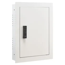 VEVOR 0.83 sq.ft Wall Safe, 3-Tier Hidden Wall Safe with Password, Key & Turning Knob, Q235 Cold-Rolled Steel In-Wall Box with Adjustable Shelves & Mounting Holes for Money, Jewelry, Passport, White