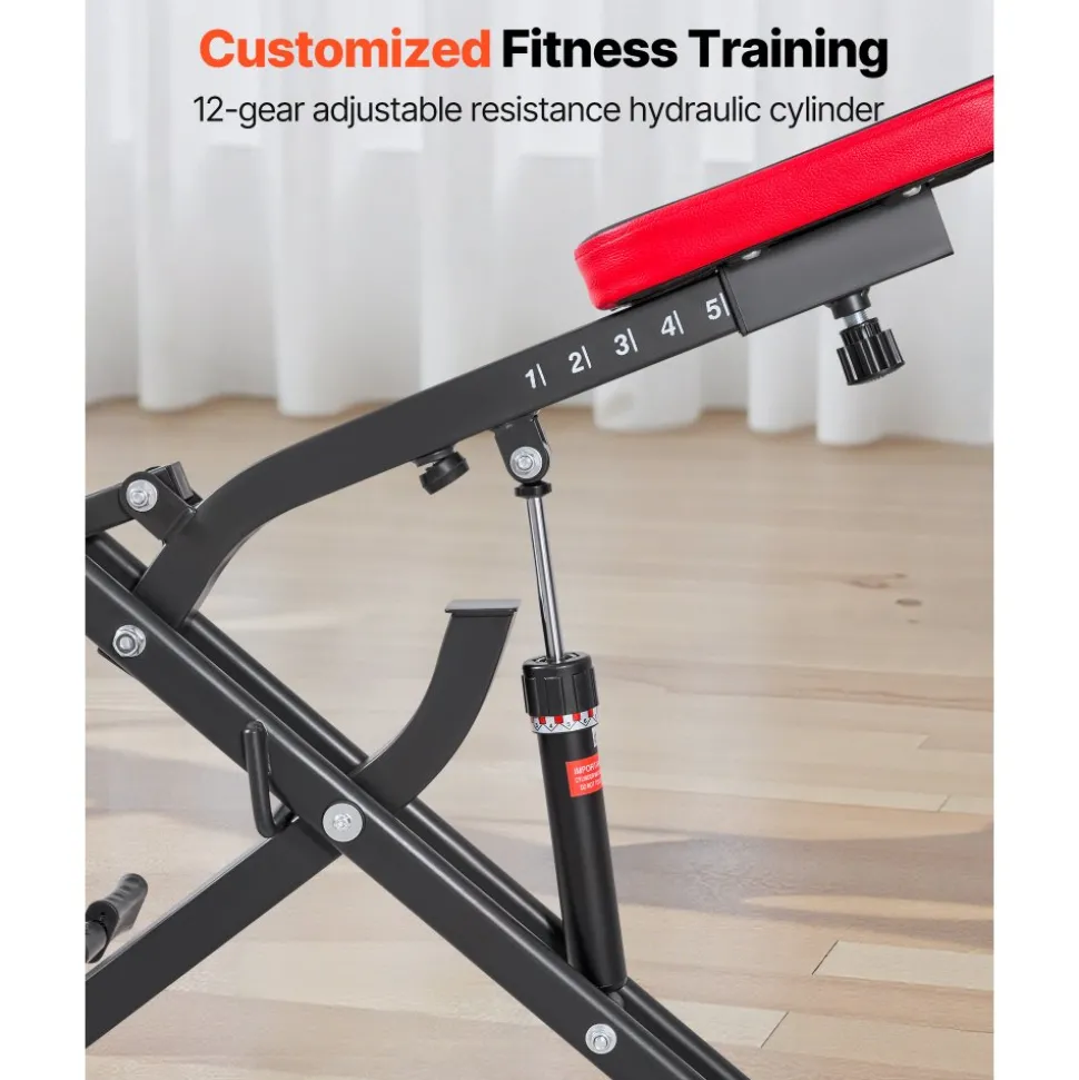 VEVOR Squat Machine, Deep Squat Rowing Machine for Home, Easy Setup & Foldable Exercise Equipment, Glute Trainer Machine with 12-Gear Adjustable Resistance, Glutes & Leg Home Workout Machine, Black