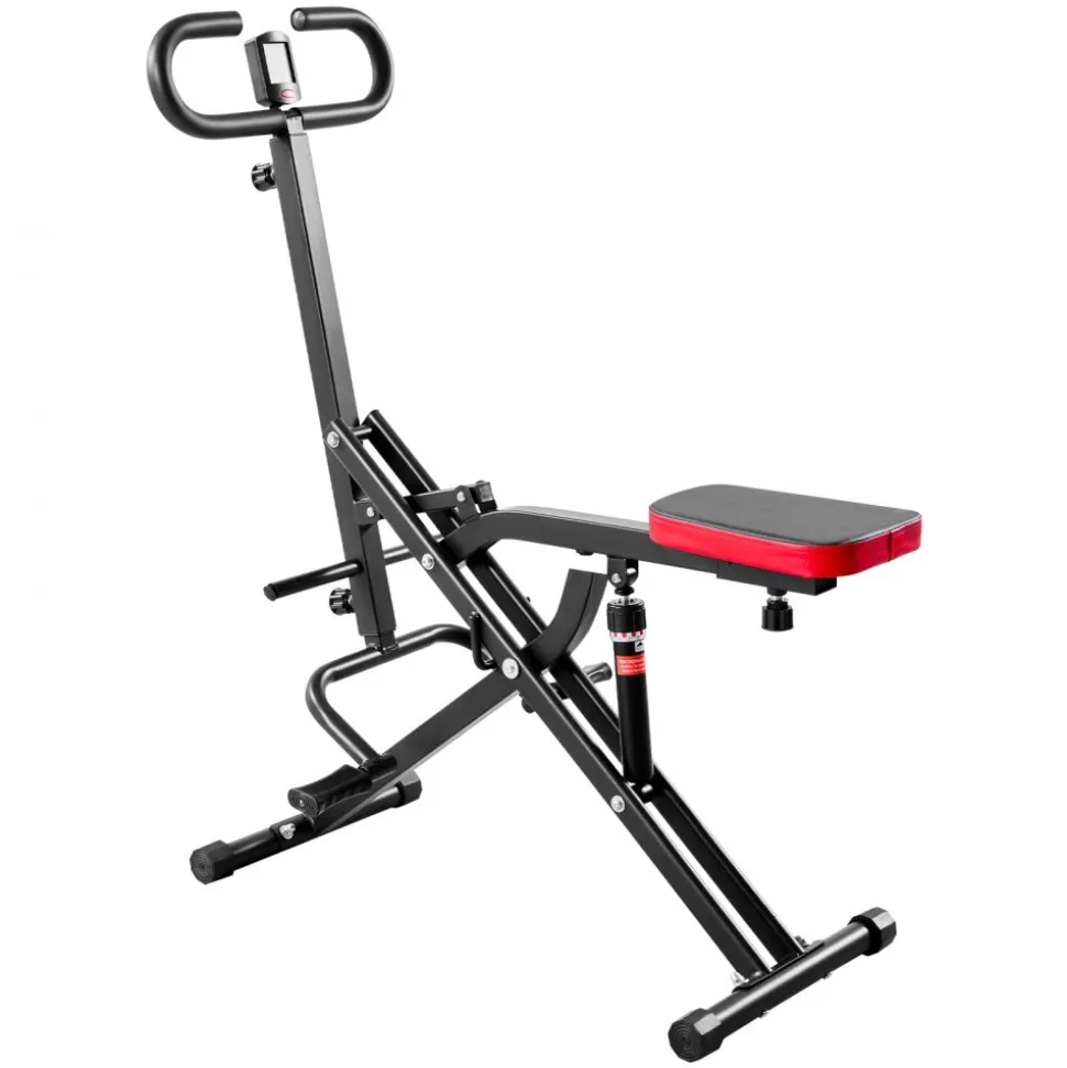 VEVOR Squat Machine, Deep Squat Rowing Machine for Home, Easy Setup & Foldable Exercise Equipment, Glute Trainer Machine with 12-Gear Adjustable Resistance, Glutes & Leg Home Workout Machine, Black