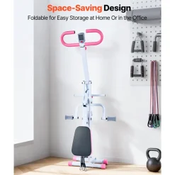 VEVOR Squat Machine, Deep Squat Rowing Machine for Home, Easy Setup & Foldable Exercise Equipment, Glute Trainer Machine with 3 High-Strength Resistance Bands, Glutes & Leg Home Workout Machine, White