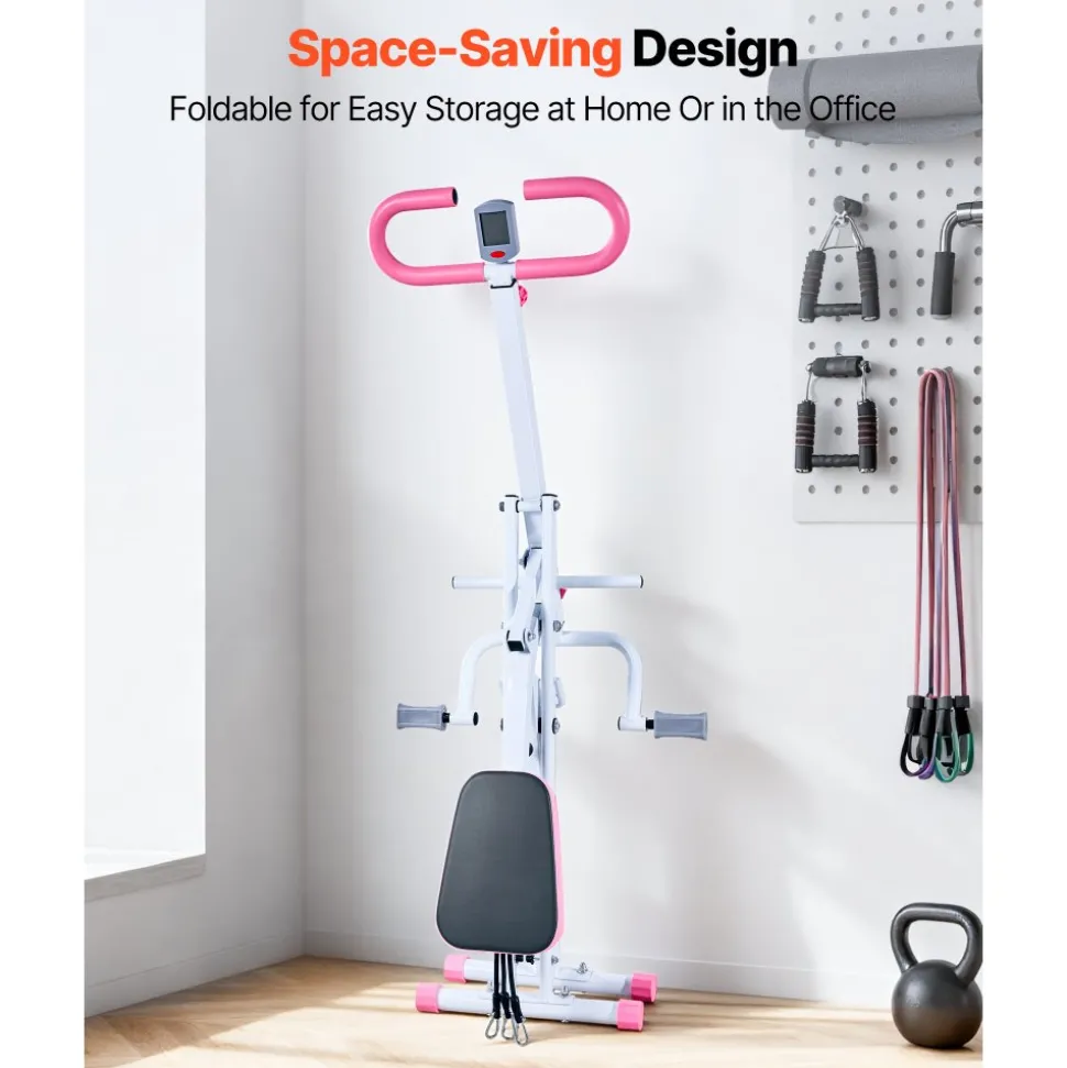 VEVOR Squat Machine, Deep Squat Rowing Machine for Home, Easy Setup & Foldable Exercise Equipment, Glute Trainer Machine with 3 High-Strength Resistance Bands, Glutes & Leg Home Workout Machine, White