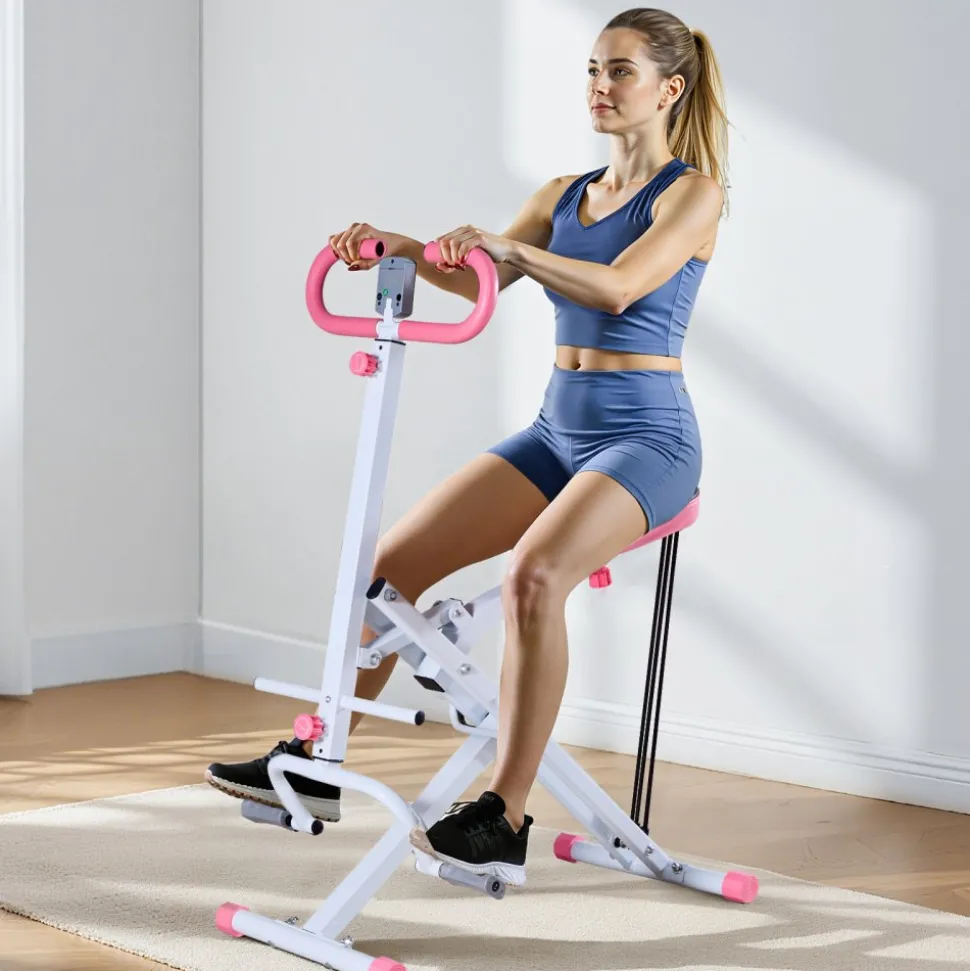 VEVOR Squat Machine, Deep Squat Rowing Machine for Home, Easy Setup & Foldable Exercise Equipment, Glute Trainer Machine with 3 High-Strength Resistance Bands, Glutes & Leg Home Workout Machine, White