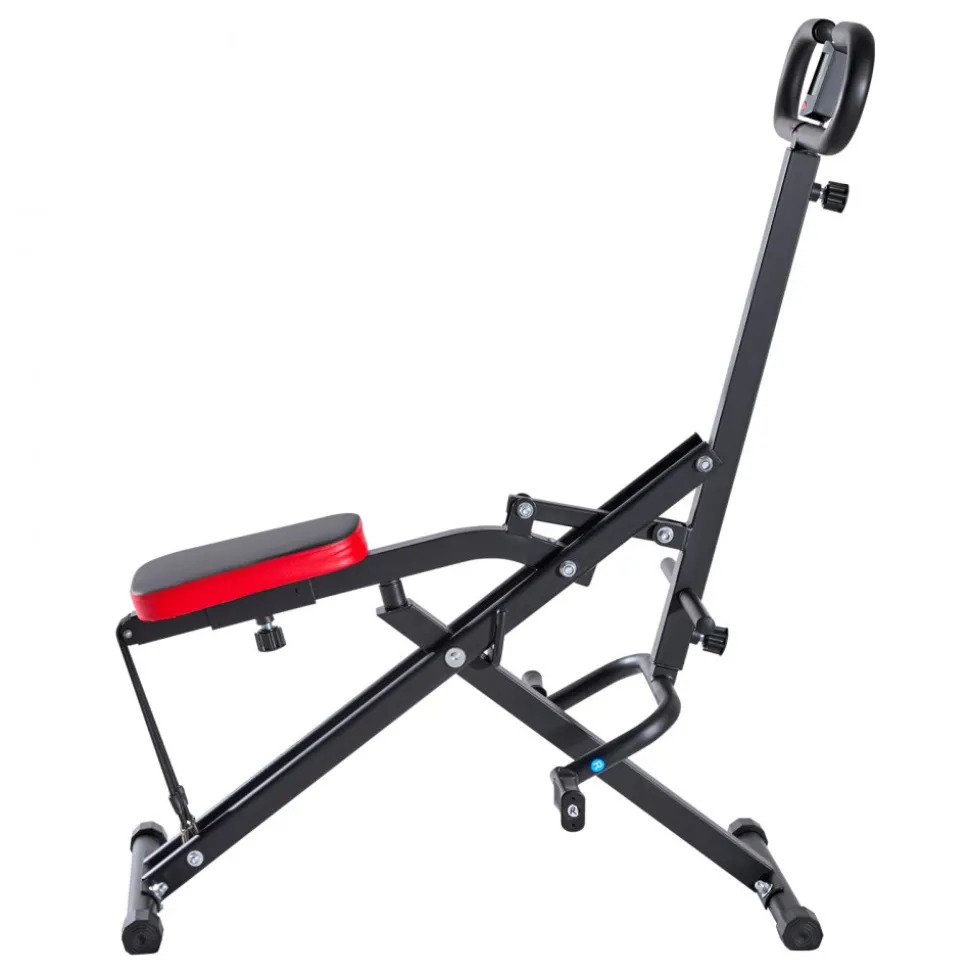 VEVOR Squat Machine, Deep Squat Rowing Machine for Home, Easy Setup & Foldable Exercise Equipment, Glute Trainer Machine with 2 High-Strength Resistance Bands, Glutes & Leg Home Workout Machine, Black