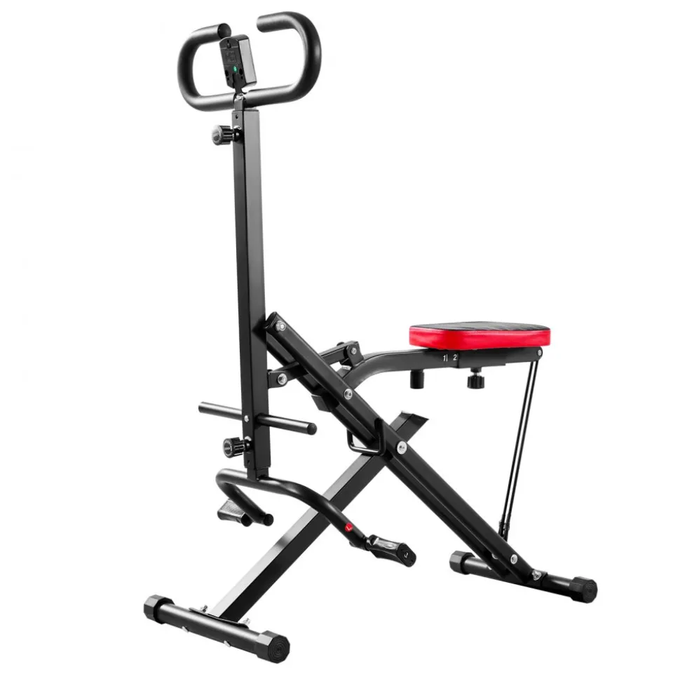 VEVOR Squat Machine, Deep Squat Rowing Machine for Home, Easy Setup & Foldable Exercise Equipment, Glute Trainer Machine with 2 High-Strength Resistance Bands, Glutes & Leg Home Workout Machine, Black