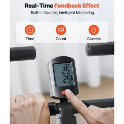 VEVOR Squat Machine, Deep Squat Rowing Machine for Home, Easy Setup & Foldable Exercise Equipment, Glute Trainer Machine with 2 High-Strength Resistance Bands, Glutes & Leg Home Workout Machine, Black