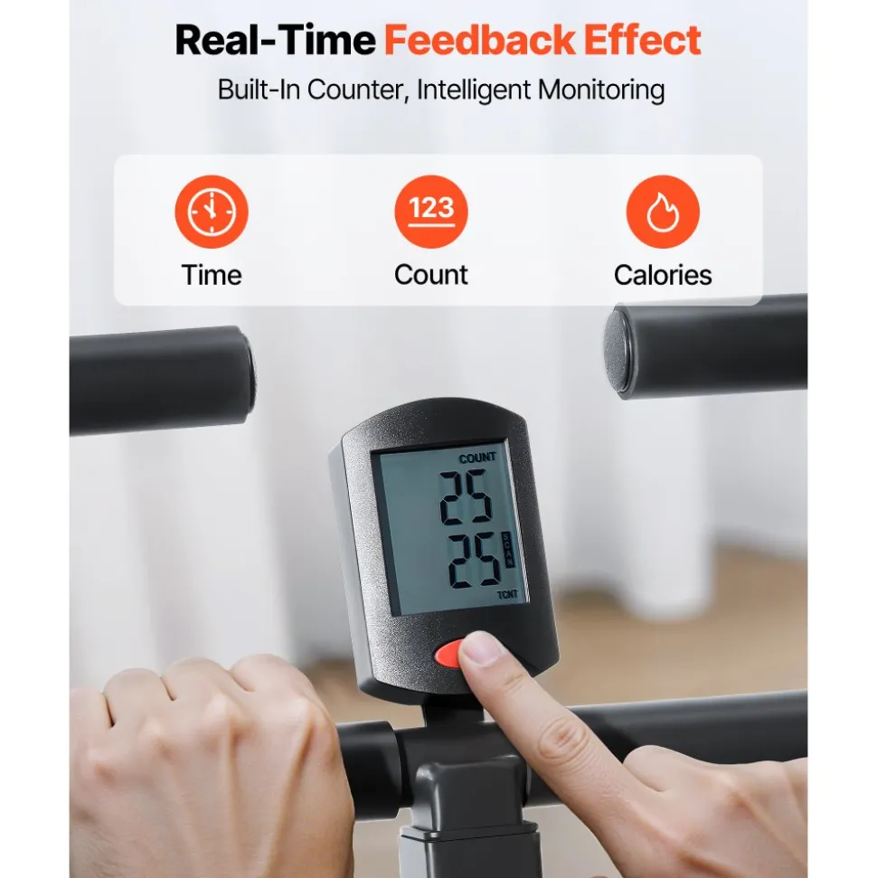VEVOR Squat Machine, Deep Squat Rowing Machine for Home, Easy Setup & Foldable Exercise Equipment, Glute Trainer Machine with 2 High-Strength Resistance Bands, Glutes & Leg Home Workout Machine, Black