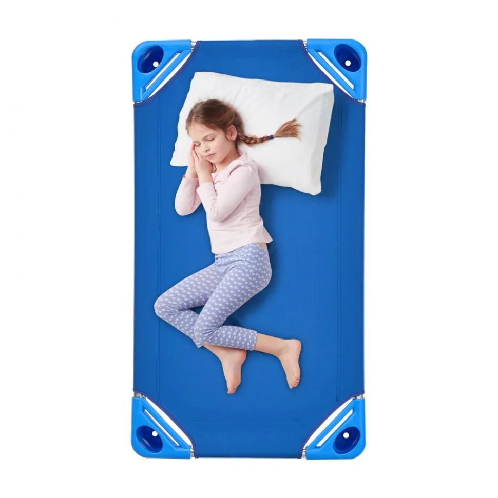 VEVOR Stackable Kiddie Cot, Pack of 6, Portable Toddler Nap Cots, Standard Size 40" L x 23" W Daycare Cots for Kids, Preschool Classroom Daycare Beds for Sleeping, Resting, Naptime, Blue