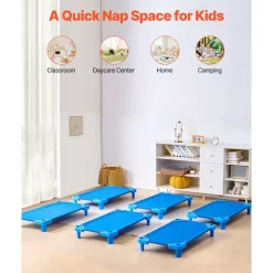 VEVOR Stackable Kiddie Cot, Pack of 6, Portable Toddler Nap Cots, Standard Size 40