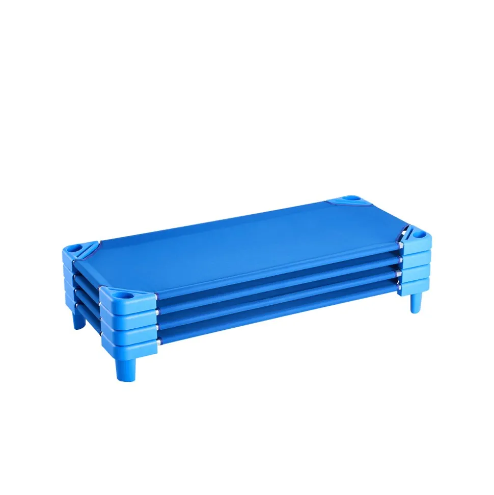 VEVOR Stackable Kiddie Cot, Pack of 6, Portable Toddler Nap Cots, Standard Size 52" L x 23" W Daycare Cots for Kids, Preschool Classroom Daycare Beds for Sleeping, Resting, Naptime, Blue