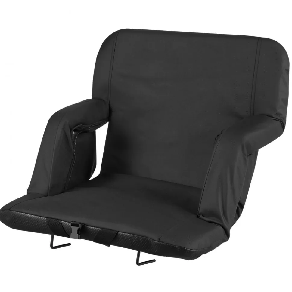 VEVOR Stadium Seat, 6 Adjustable Angle Wide Bleacher Chair, 2.9'' Cushion Padded Stadium Seat with Armrest and Back Support, Stadiums Chair with Hook Cupholder for Picnics, Beach Sports, and Gaming