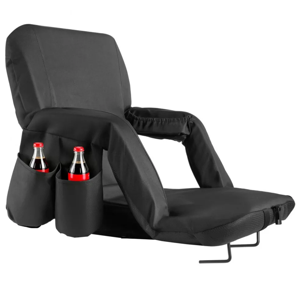 VEVOR Stadium Seat, 6 Adjustable Angle Bleacher Chair, 2.9'' Cushion Stadium Seat with Back Support and Armrest, Wide Bleacher Chair with Hook Pocket Cupholder for Picnics, Beach Sports, and Gaming