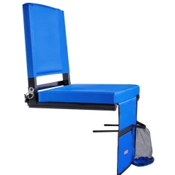 VEVOR Stadium Seat, Folding Bleacher Chair with Back Support and Thick Cushion, Padded Stadium Seat for Bleacher Includes Shoulder Strap, Hooks, Cup Holder, and Side Pocket, Blue Bleachers Chair