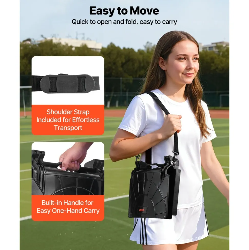 VEVOR Stadium Seat, Folding Bleacher Chair with Back Support and Thick Cushion, Padded Stadium Seat for Bleacher Includes Shoulder Strap, Hooks, Cup Holder, Lycra Material, Side Pocket, PP Material