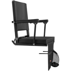 VEVOR Stadium Seat, Portable Bleacher Seat with Armrest, Back Support and Thick Cushion, Bench Chair for Bleacher Includes Shoulder Strap, Hooks, Cup Holder, Black Football Bleachers Seats, 1PCS