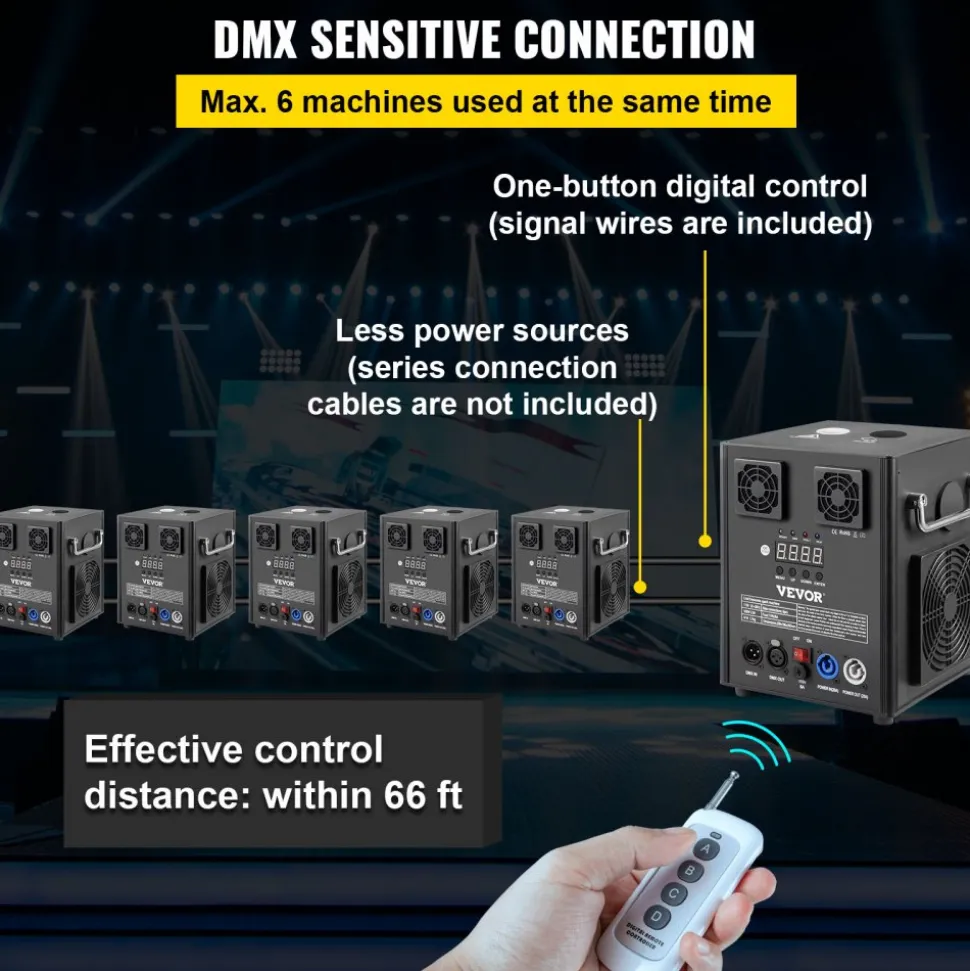 VEVOR Stage Equipment Special Effect Machine, 500W 4pcs Stage Effect Machine with Wireless Remote Control, Smart DMX Control Stage Equipment Showing Machine for Wedding, Musical Show