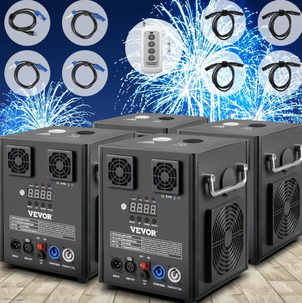 VEVOR Stage Equipment Special Effect Machine, 500W 4pcs Stage Effect Machine with Wireless Remote Control, Smart DMX Control Stage Equipment Showing Machine for Wedding, Musical Show
