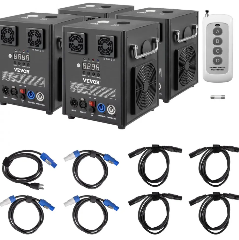 VEVOR Stage Equipment Special Effect Machine, 500W 4pcs Stage Effect Machine with Wireless Remote Control, Smart DMX Control Stage Equipment Showing Machine for Wedding, Musical Show