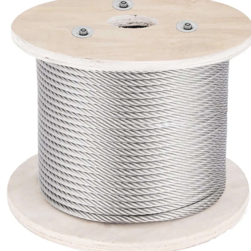 VEVOR 316 Stainless Steel Cable, 500FT Stainless Steel Wire Rope of 5/32 Inch Diameter and 1x19 Construction, 3300 LBS Breaking Strength Steel Cable for Outdoor Railing Decking DIY Balustrade