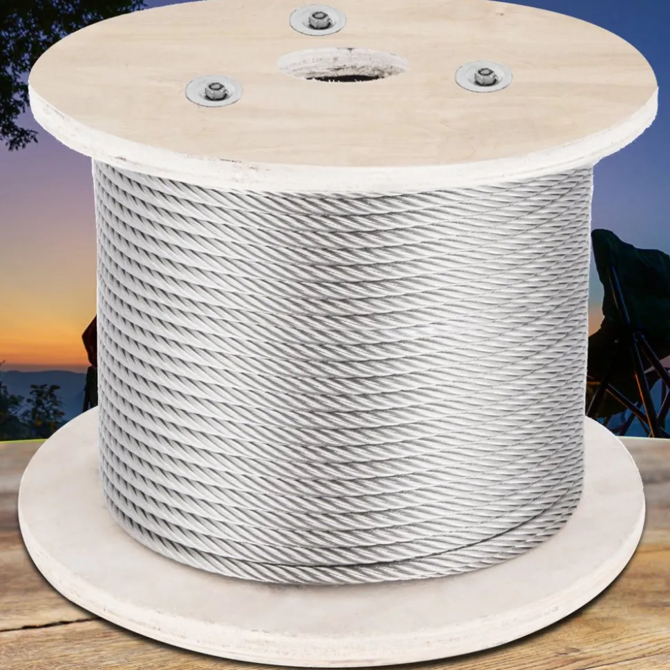 VEVOR 316 Stainless Steel Cable, 500FT Stainless Steel Wire Rope of 5/32 Inch Diameter and 1x19 Construction, 3300 LBS Breaking Strength Steel Cable for Outdoor Railing Decking DIY Balustrade