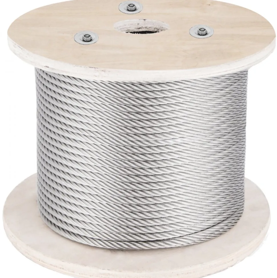VEVOR 316 Stainless Steel Cable, 500FT Stainless Steel Wire Rope of 5/32 Inch Diameter and 1x19 Construction, 3300 LBS Breaking Strength Steel Cable for Outdoor Railing Decking DIY Balustrade