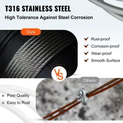 VEVOR 316 Stainless Steel Cable 1/8
