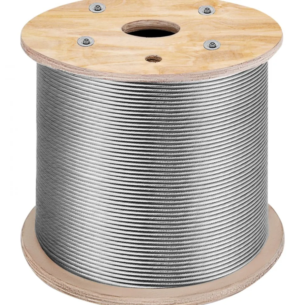 VEVOR 316 Stainless Steel Cable 1/8" 1x19 Steel Cable Wire Rope 150M/500FT Cable Railing Transport Wire Rope Cable for Railing Decking DIY Balustrade(150M)