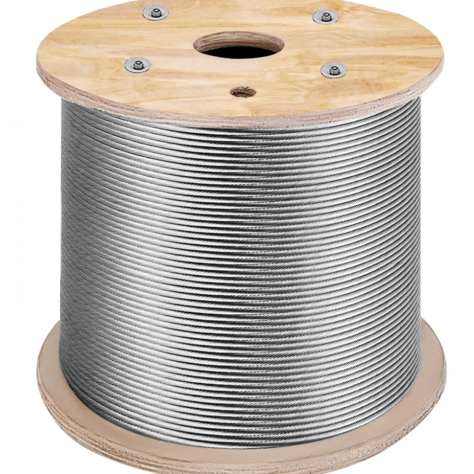 VEVOR 316 Stainless Steel Cable 1/8" 1x19 Steel Cable Wire Rope 150M/500FT Cable Railing Transport Wire Rope Cable for Railing Decking DIY Balustrade(150M)