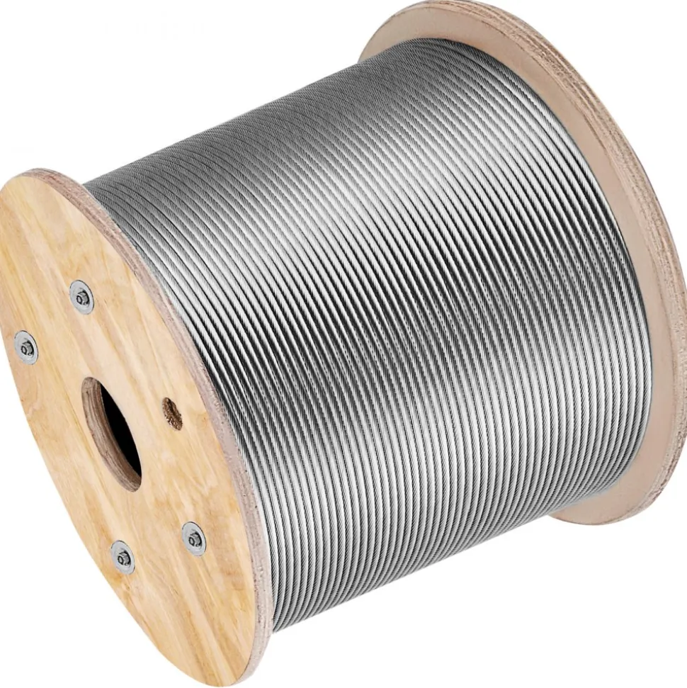 VEVOR 316 Stainless Steel Cable 1/8" 1x19 Steel Cable Wire Rope 150M/500FT Cable Railing Transport Wire Rope Cable for Railing Decking DIY Balustrade(150M)