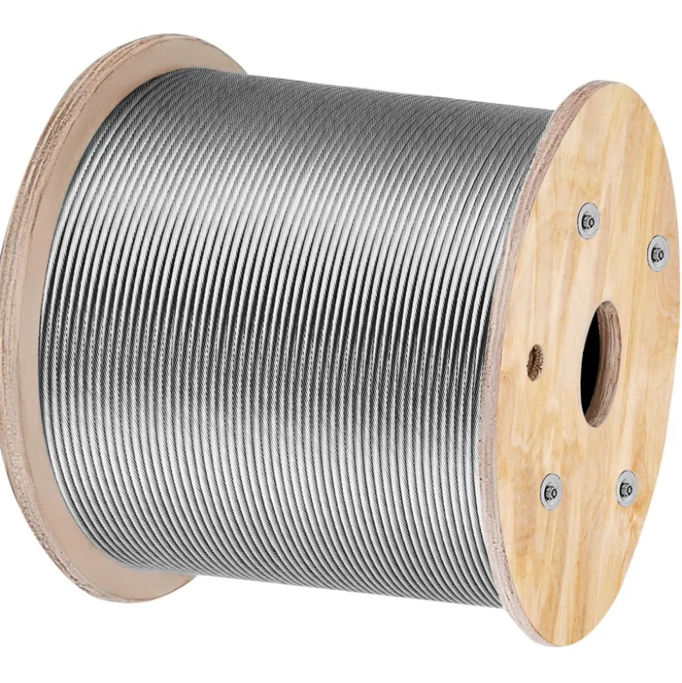 VEVOR 316 Stainless Steel Cable 1/8" 1x19 Steel Cable Wire Rope 150M/500FT Cable Railing Transport Wire Rope Cable for Railing Decking DIY Balustrade(150M)